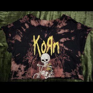 bleach tie dyed cropped Korn nu metal band tee